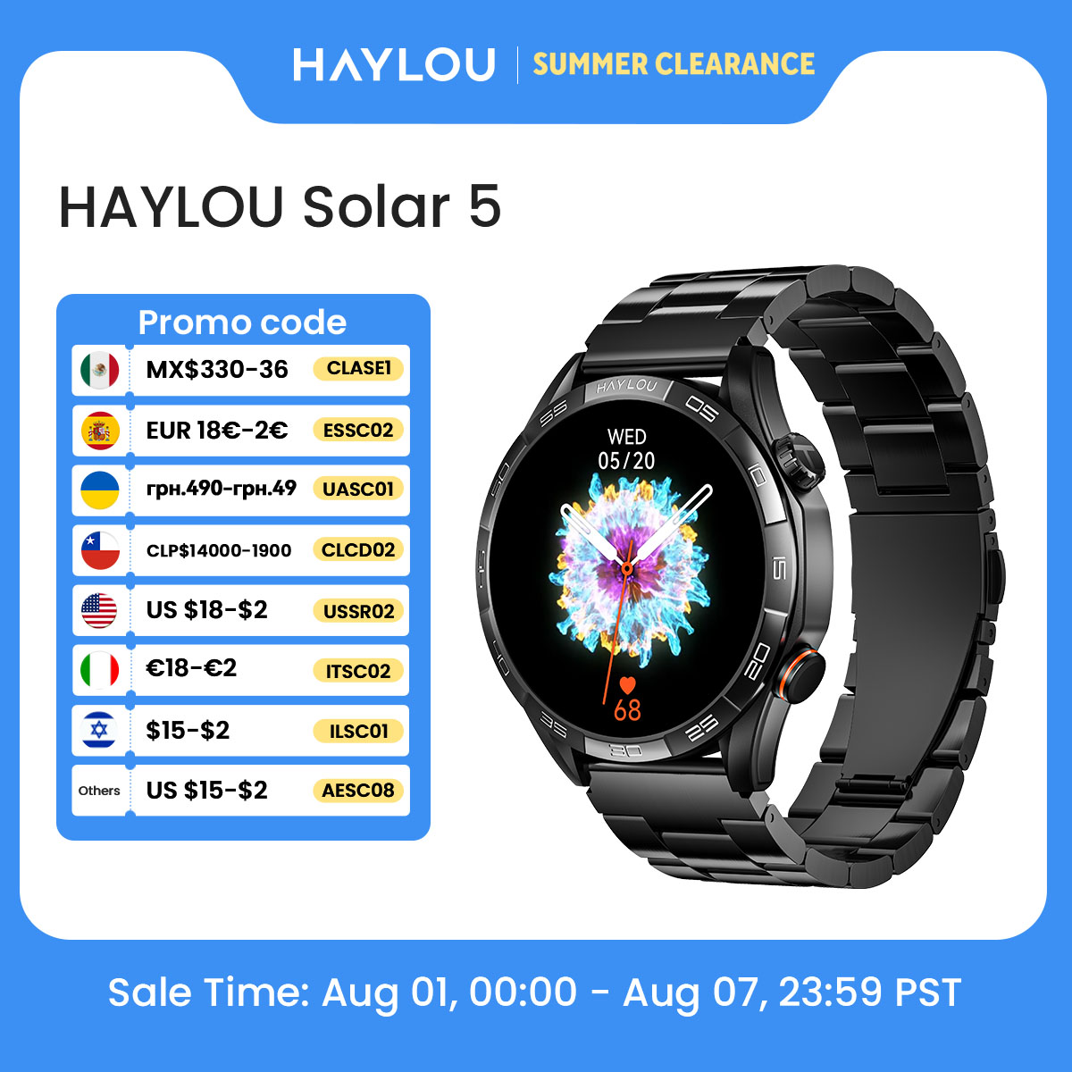 Smartwatch Watches For Mens - HAYLOU Solar 5 Smartwatch con Chiamate