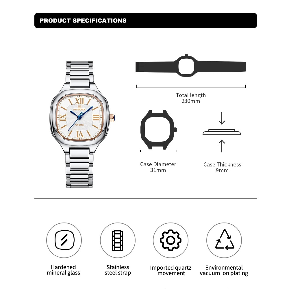 NAVIFORCE Orologio da donna di - Minimalist Thin Watch recensione e prezzo